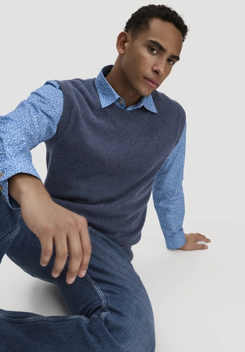 Regular knitted vest made from organic merino wool and organic cotton - 3