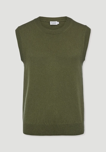 Regular knitted vest made from organic merino wool and organic cotton
