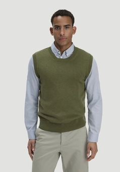 Regular knitted vest made from organic merino wool and organic cotton