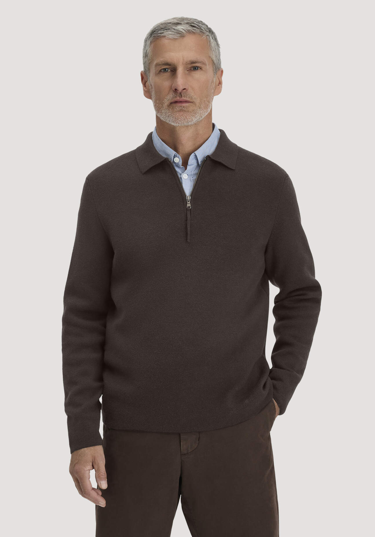 hessnatur Herren Milano Strick Polo Regular aus Bio-Baumwolle mit Schurwolle - braun - Größe XL
