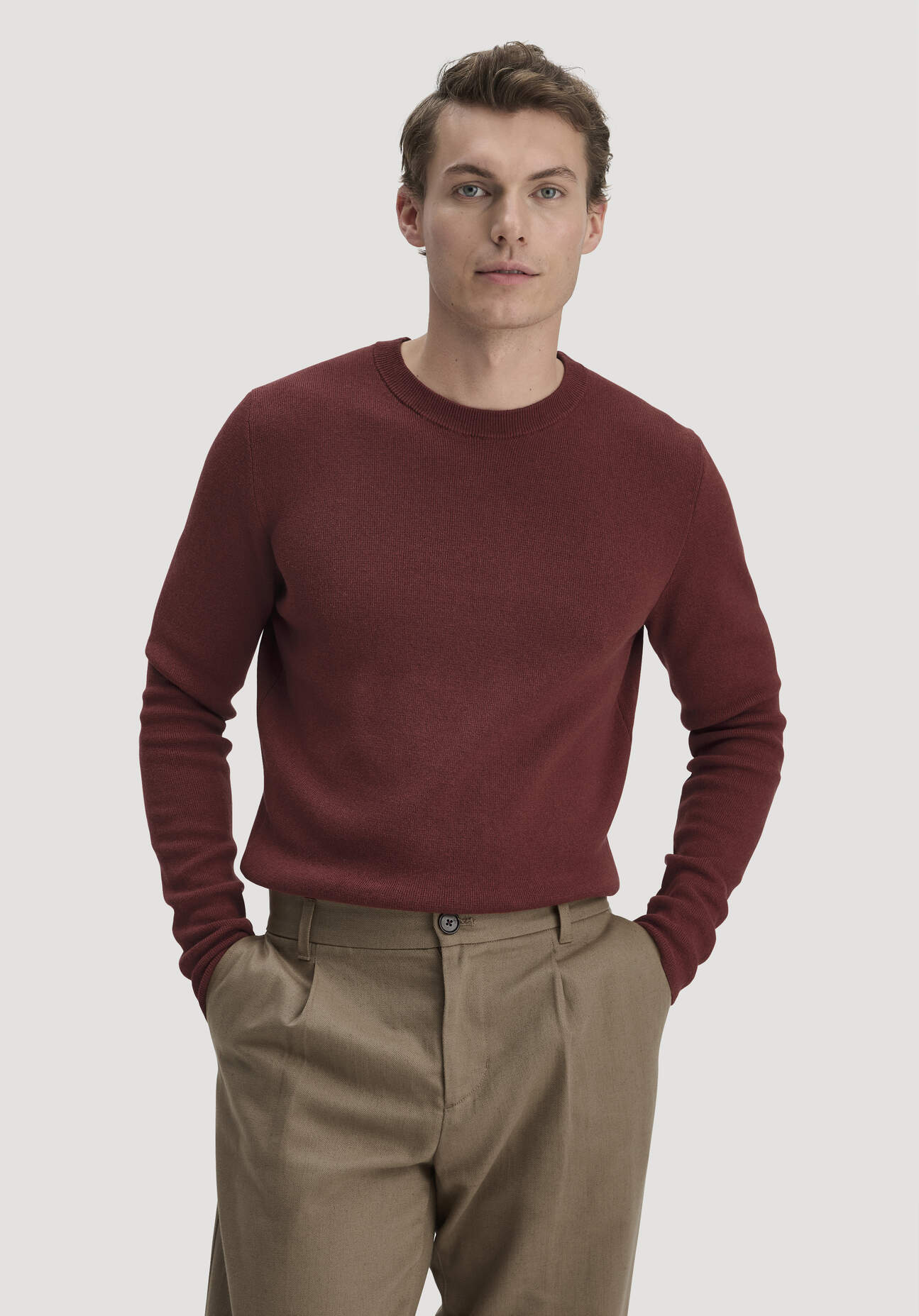 hessnatur Herren Milano Strick Pullover Regular aus Leinen mit Bio-Baumwolle und LENZING™ ECOVERO™ Viskose - braun Größe XXL