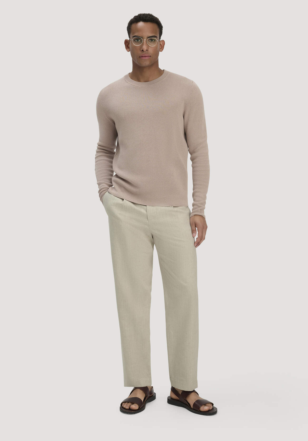 Thumbnail - hessnatur Herren Milano Strick Pullover Regular aus Leinen mit Bio-Baumwolle und LENZING™ ECOVERO™ Viskose - beige - Grö...