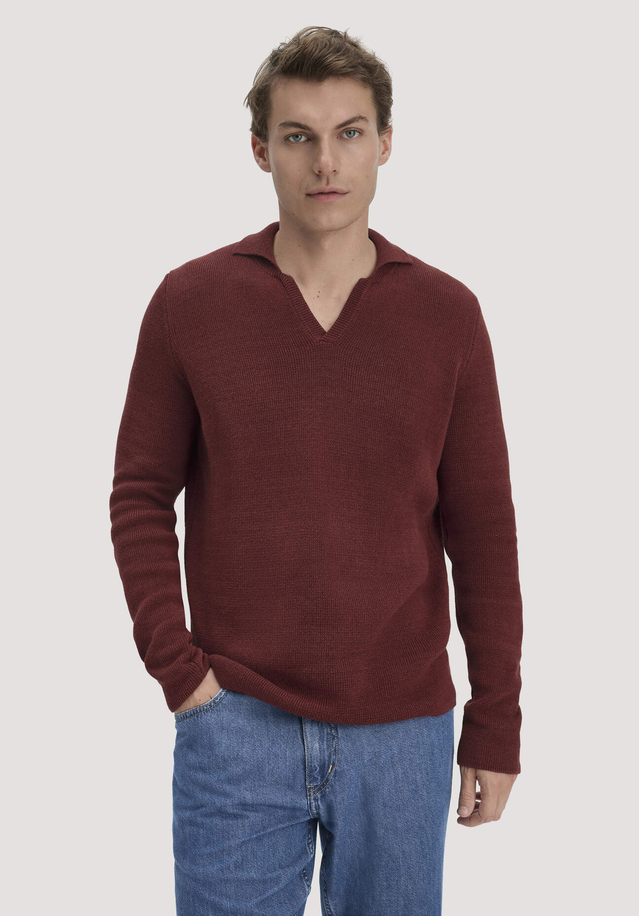 hessnatur Herren Milano Strick Polo Regular aus Leinen mit Bio-Baumwolle und LENZING™ ECOVERO™ Viskose - braun Größe S