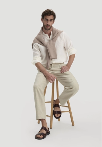 RON Relaxed trousers made from organic cotton with linen - 3