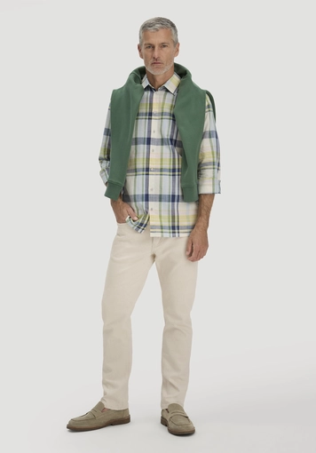 Regular checked shirt made from organic cotton with linen - 1