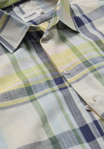 Regular checked shirt made from organic cotton with linen - 5