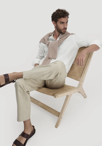 Regular shirt made of pure linen - 4