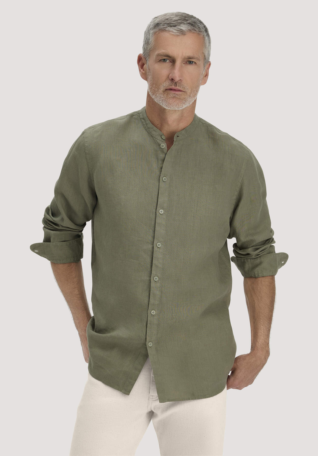 Thumbnail - hessnatur Herren Hemd Regular - seegras - Größe L41/42