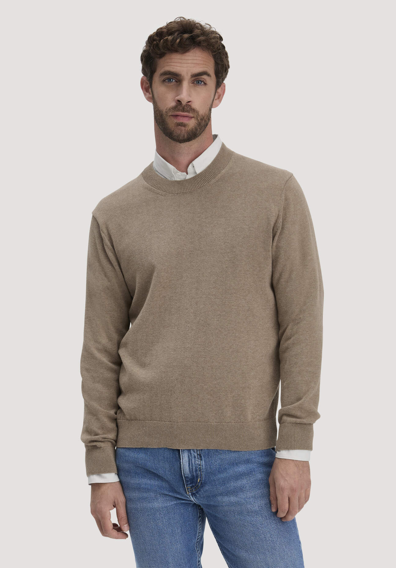 hessnatur Herren Strick Pullover Regular aus Bio-Baumwolle - braun Größe XL