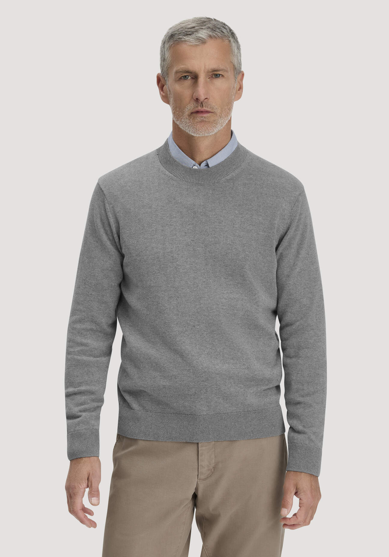 Thumbnail - hessnatur Herren Strick Pullover Regular aus Bio-Baumwolle - grau - Größe XXL