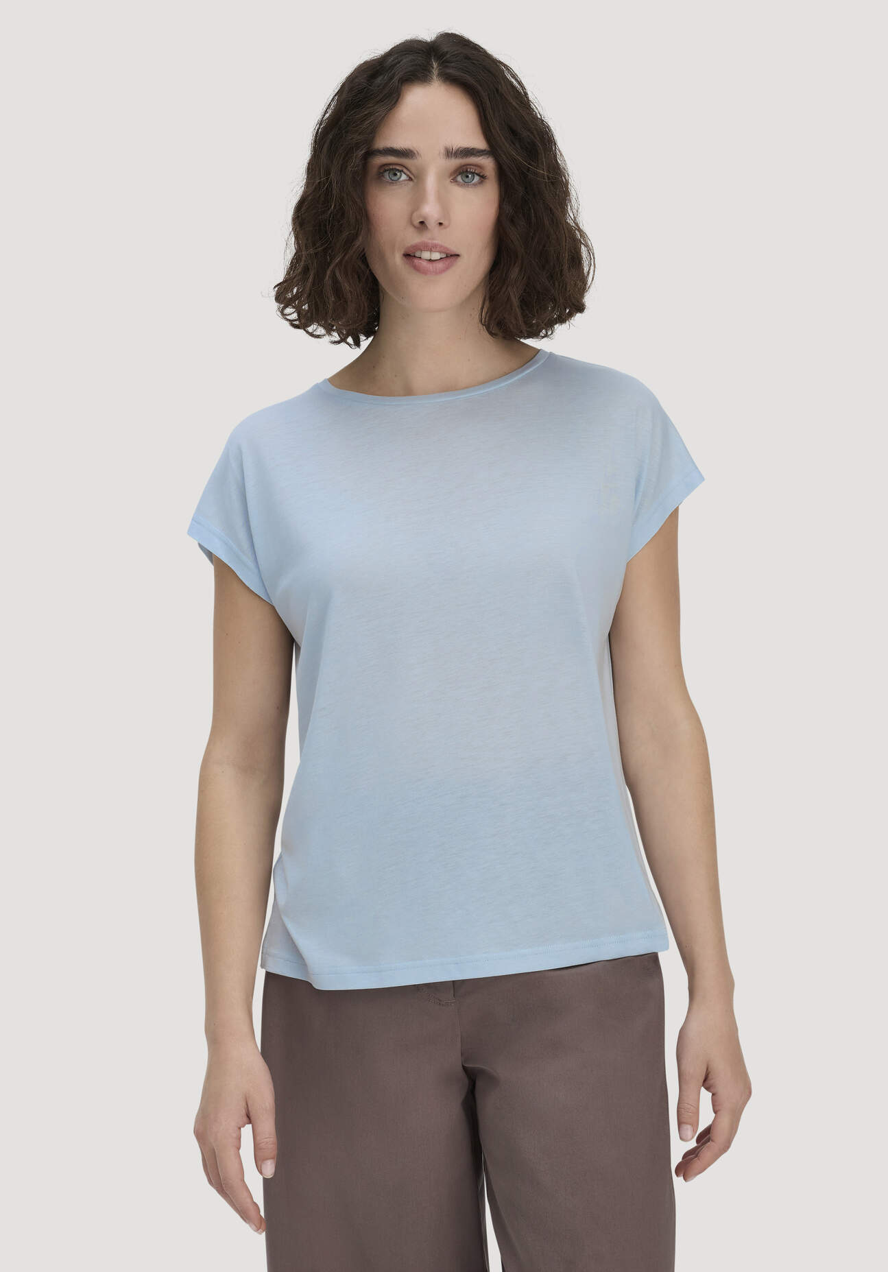 hessnatur Damen T-Shirt Oversize aus TENCEL™ Lyocell mit Bio-Baumwolle - blau Größe S