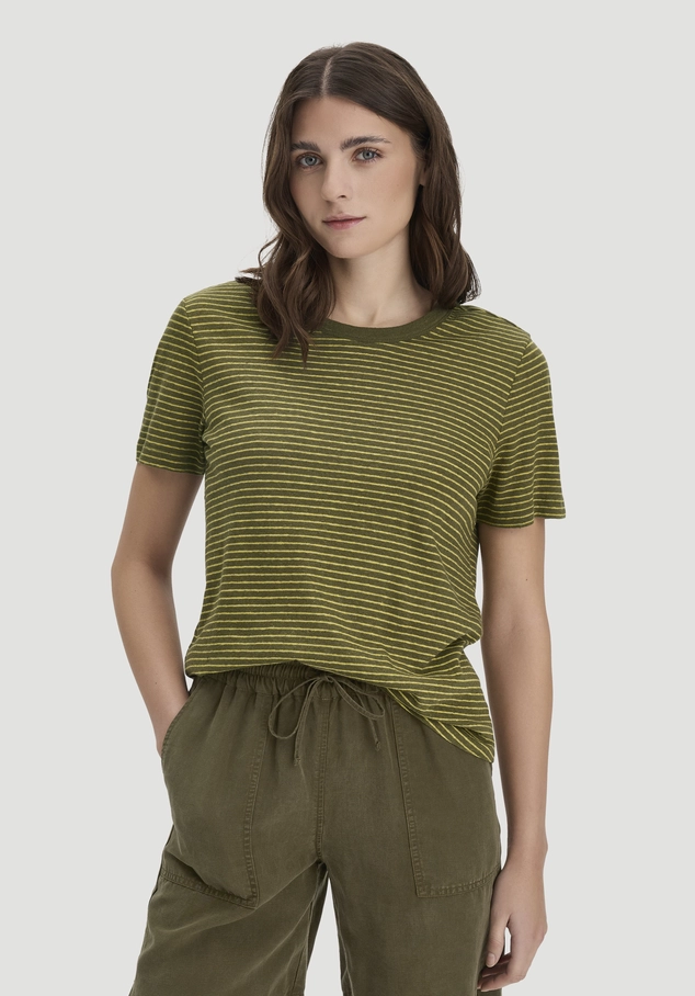 Streifen T-Shirt Relaxed aus Leinen mit reiner Bio-Baumwolle