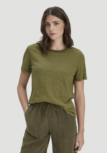 Streifen T-Shirt Relaxed aus Leinen mit reiner Bio-Baumwolle - 0