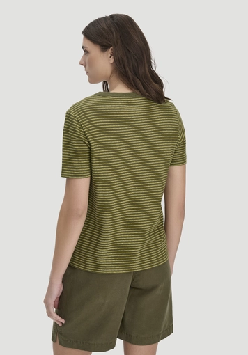 Streifen T-Shirt Relaxed aus Leinen mit reiner Bio-Baumwolle - 2