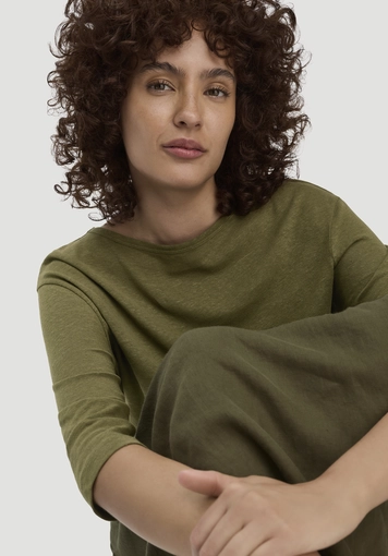 Relaxed long-sleeve shirt made of linen with pure organic cotton - 3