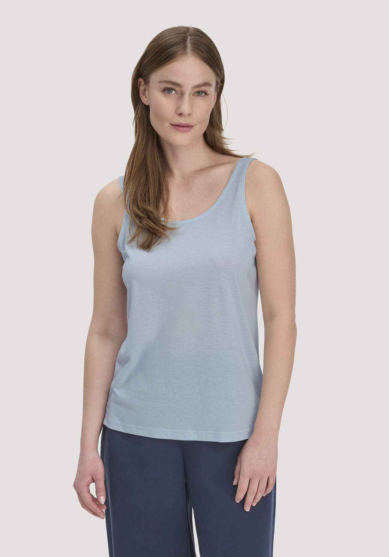 Thumbnail - hessnatur Damen Jersey Top Relaxed aus TENCEL™ Lyocell mit Bio-Baumwolle - blau - Größe 48
