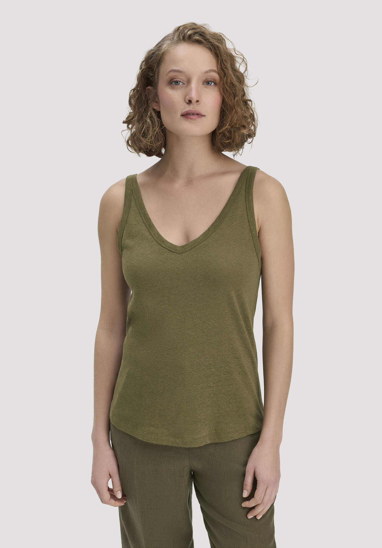 Thumbnail - hessnatur Damen Jersey Top Regular aus Leinen und Bio-Baumwolle - grün - Größe 38