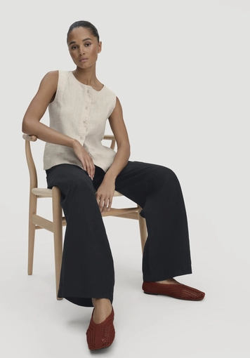 Hose Wide Leg aus TENCEL™ Lyocell mit Leinen - 3