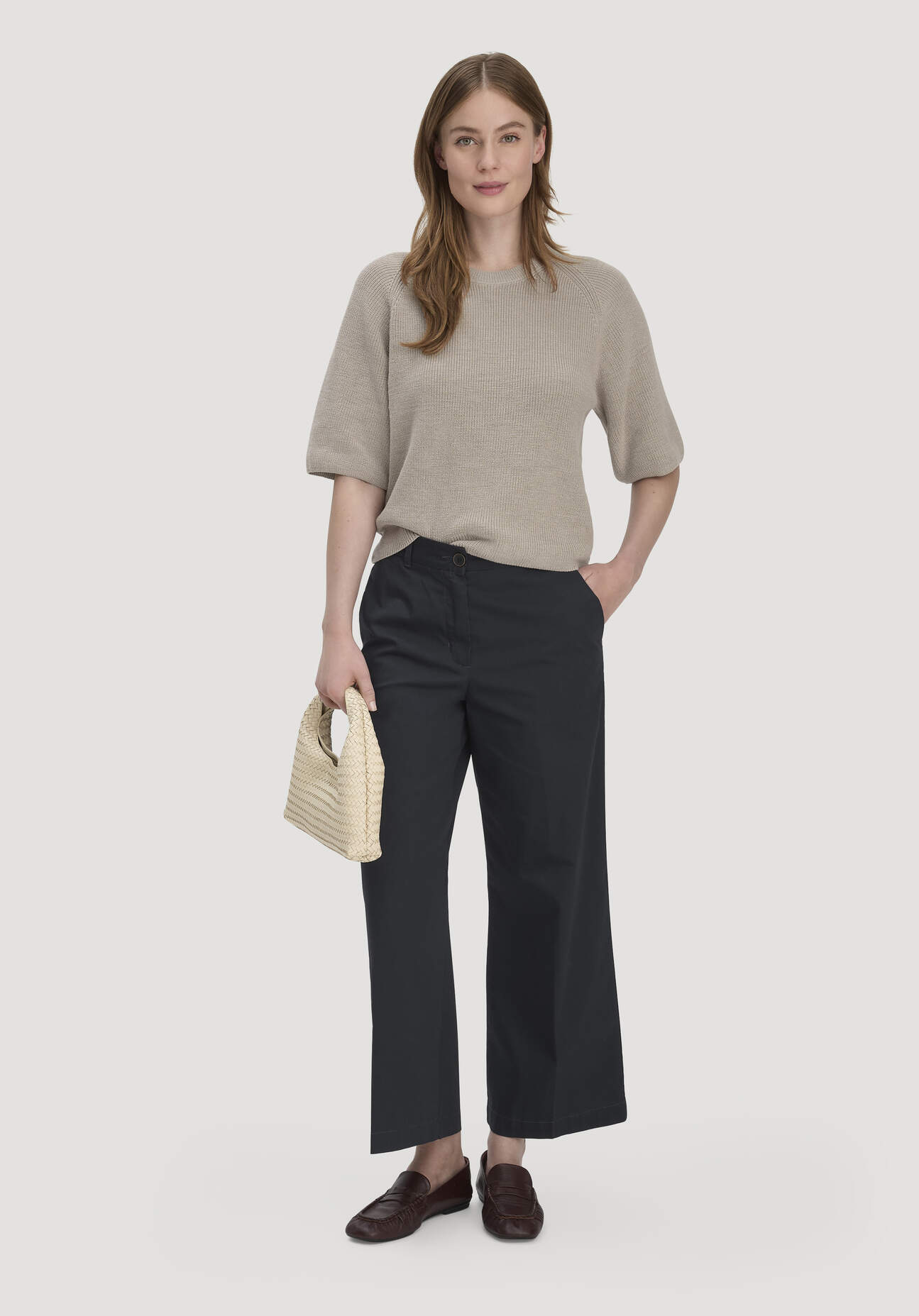 hessnatur Damen Hose Culotte Regular aus Bio-Baumwolle - schwarz Größe 46