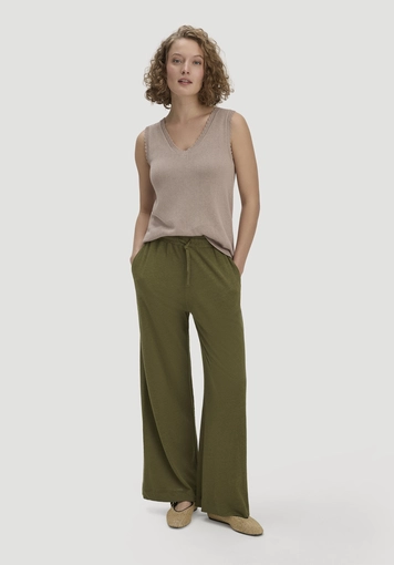Jersey Hose Wide Leg Relaxed aus Leinen und Bio-Baumwolle - 0