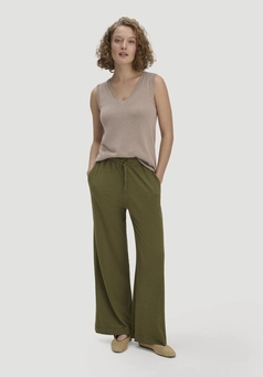 Jersey trousers, wide leg, relaxed fit, made from linen and organic cotton