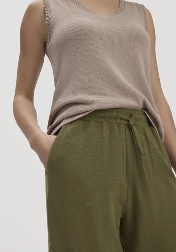 Jersey trousers, wide leg, relaxed fit, made from linen and organic cotton - 2