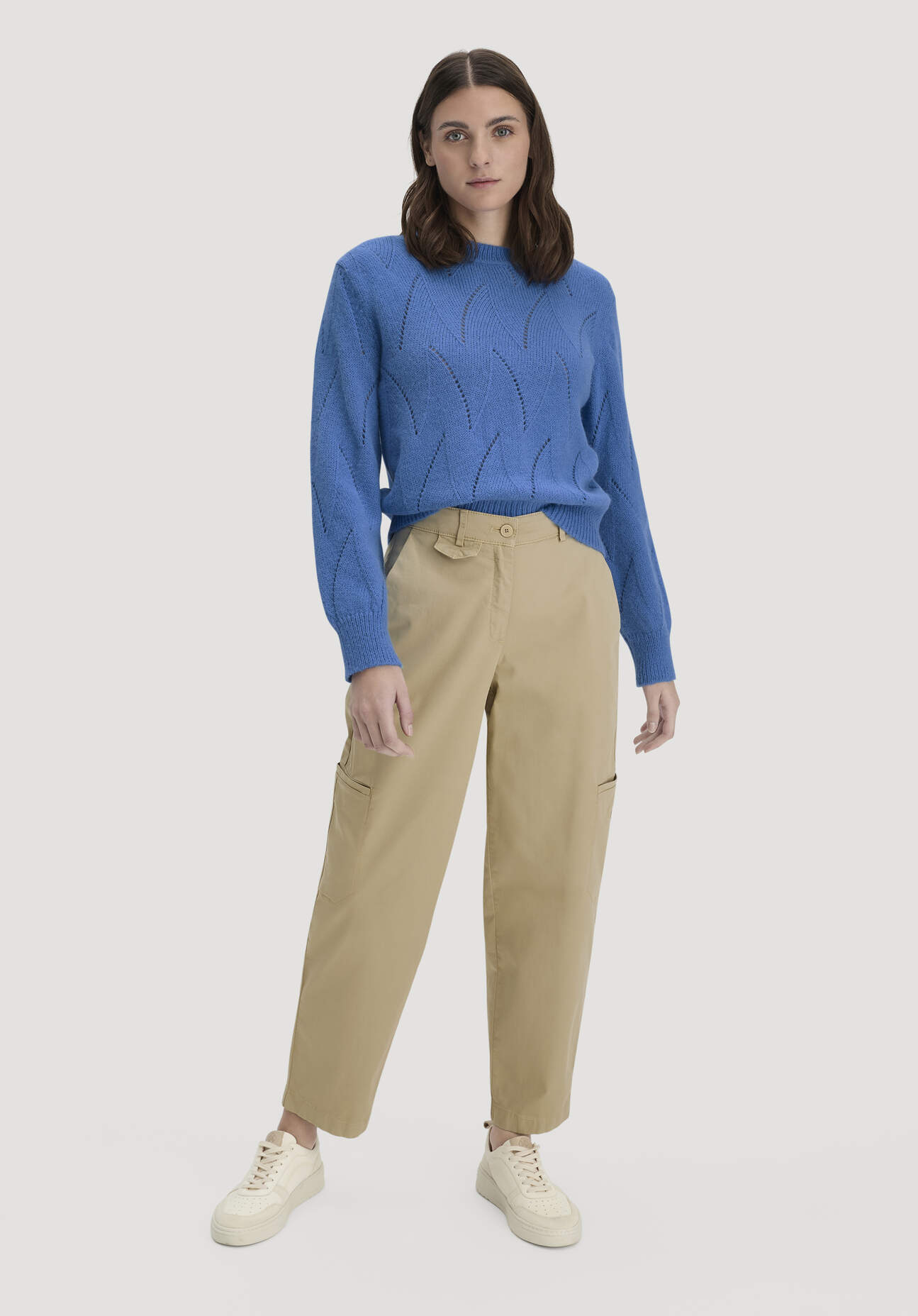 hessnatur Damen Hose Soft Utility Cargo Relaxed aus Bio-Baumwolle - beige Größe 42