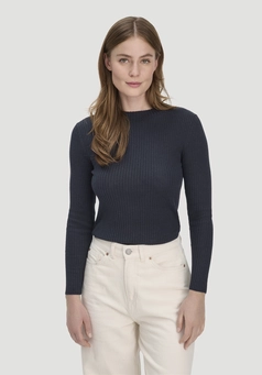 Fitted knit sweater made from TENCEL™ Lyocell with organic cotton