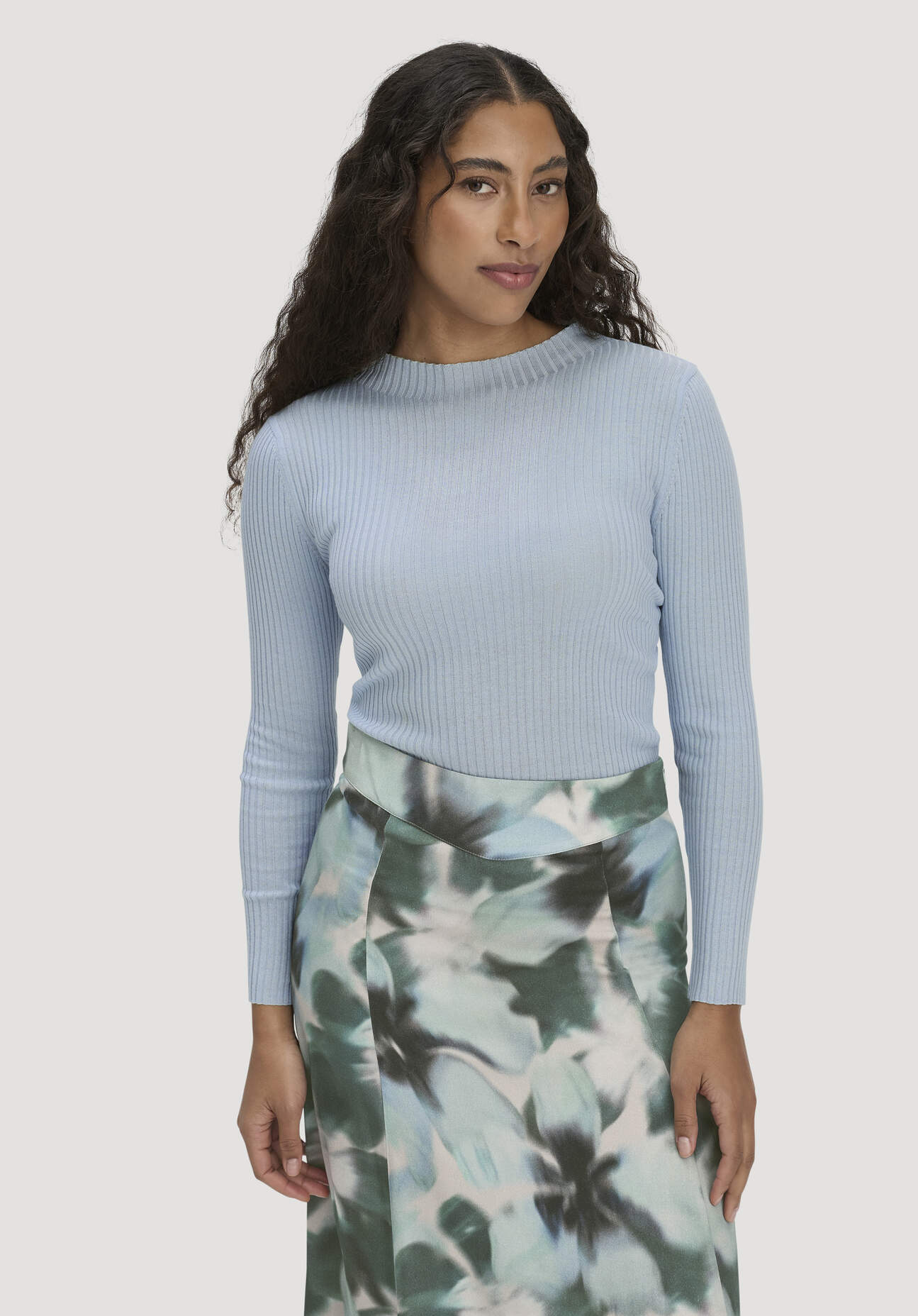 hessnatur Damen Strick Pullover Fitted aus TENCEL™ Lyocell mit Bio-Baumwolle - blau GrösseL