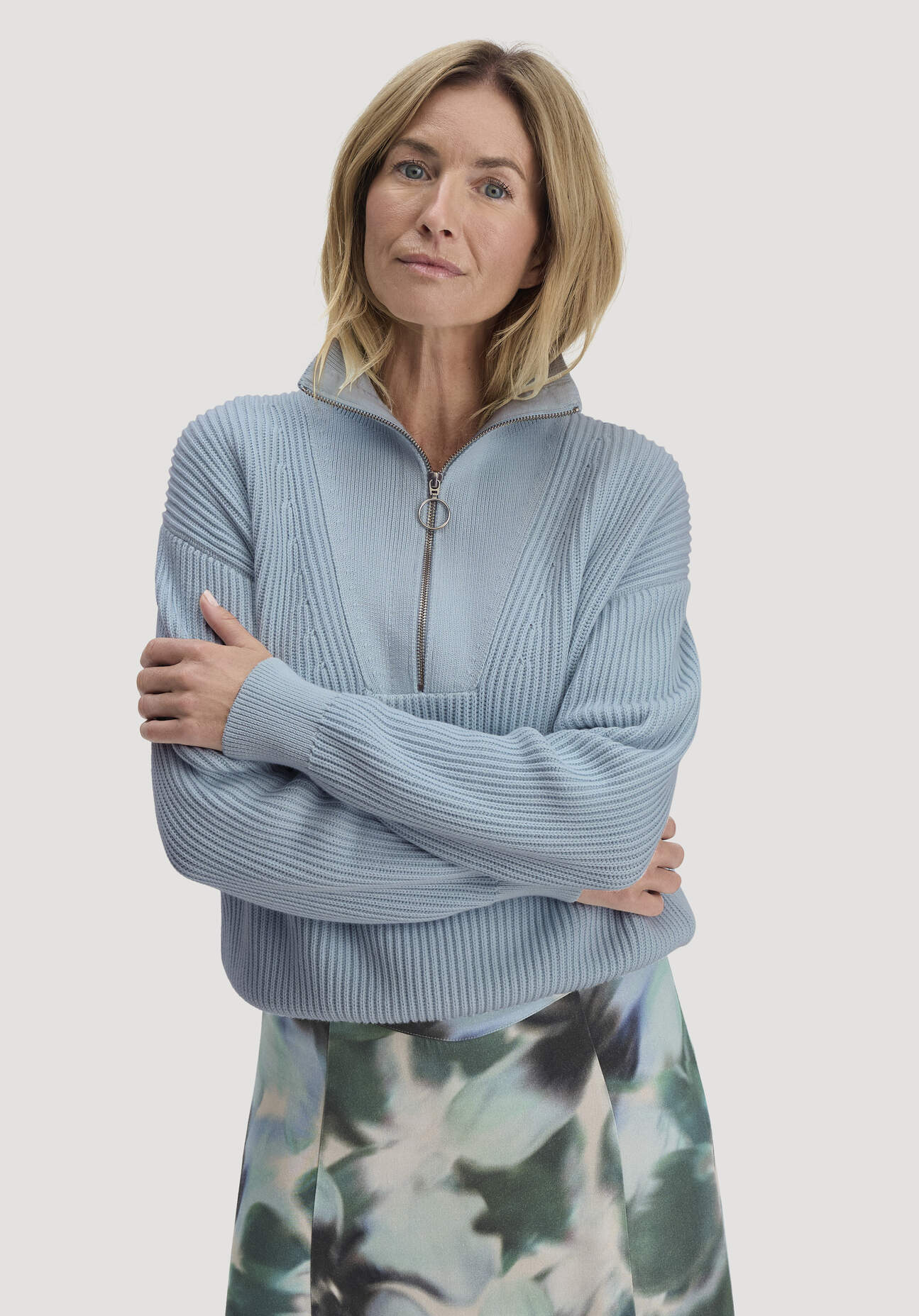 hessnatur Damen Strick Troyer Relaxed aus Bio-Baumwolle - blau GrösseL