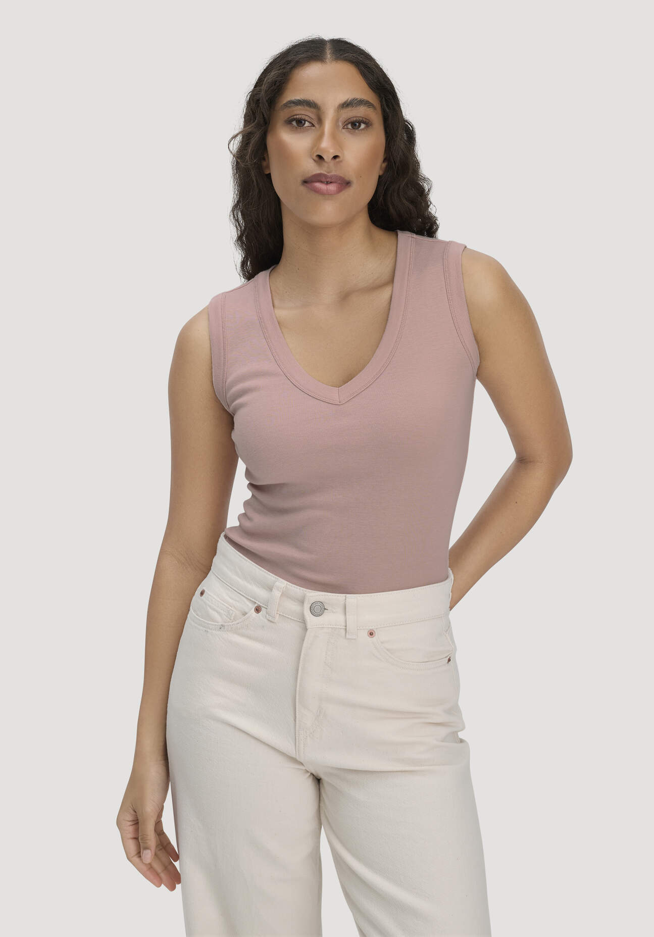 hessnatur Damen Softrib Top Fitted aus Bio-Baumwolle und TENCEL™ Modal - rosa Größe 48