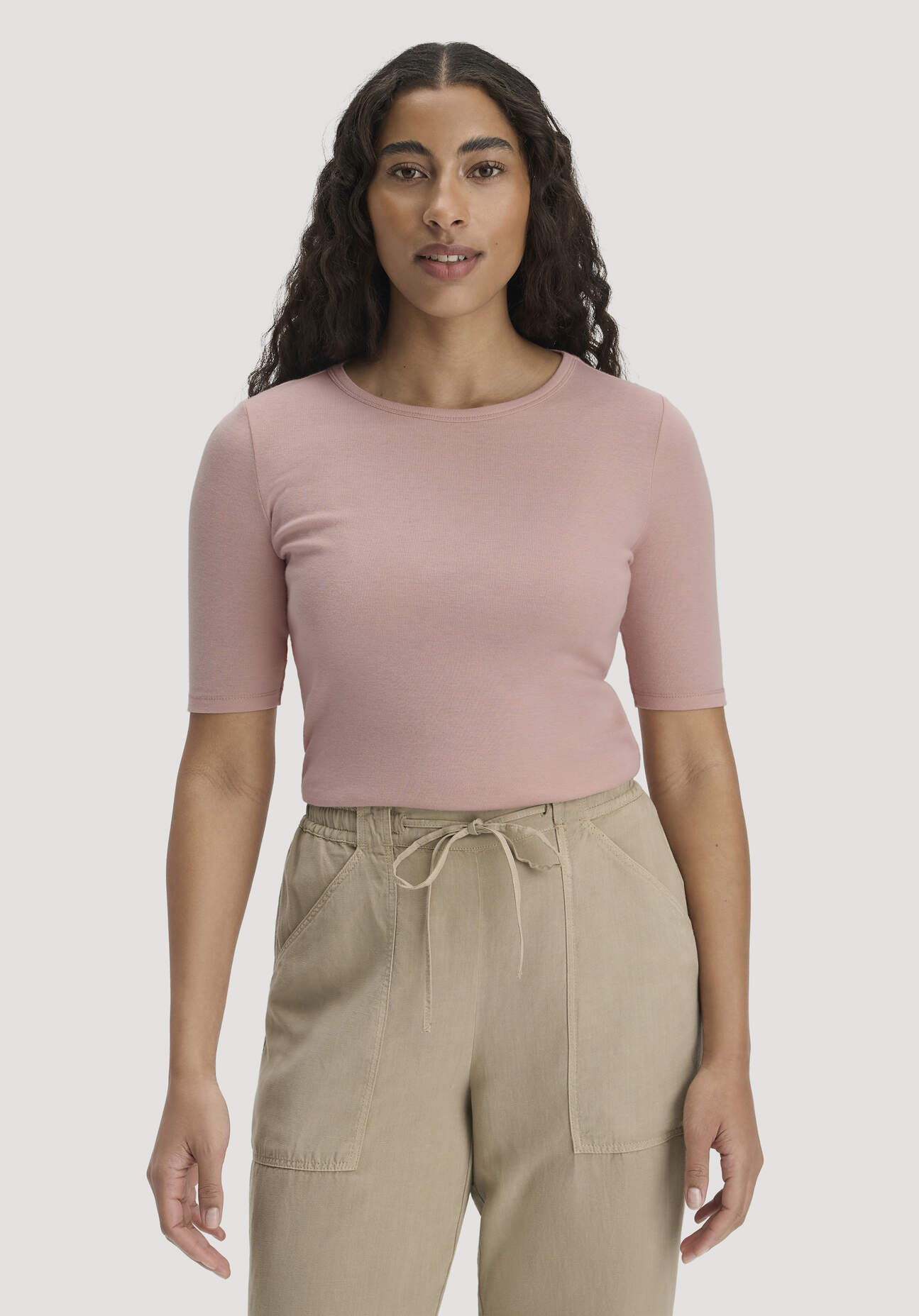 hessnatur Damen Softrib T-Shirt Fitted aus Bio-Baumwolle und TENCEL™ Modal - rosa Größe 34