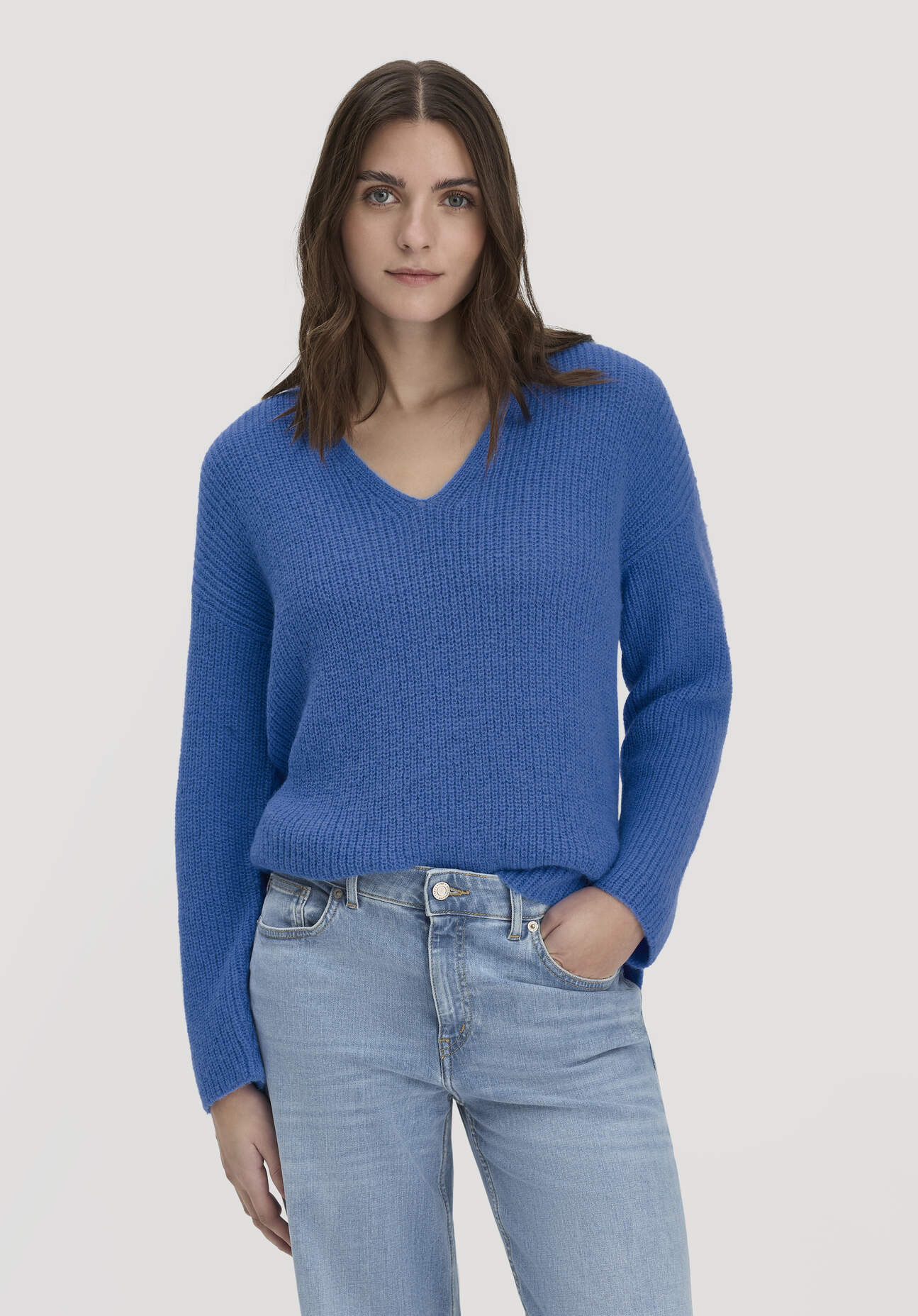 Thumbnail - hessnatur Damen Strick Pullover Relaxed aus Alpaka - blau - Größe S