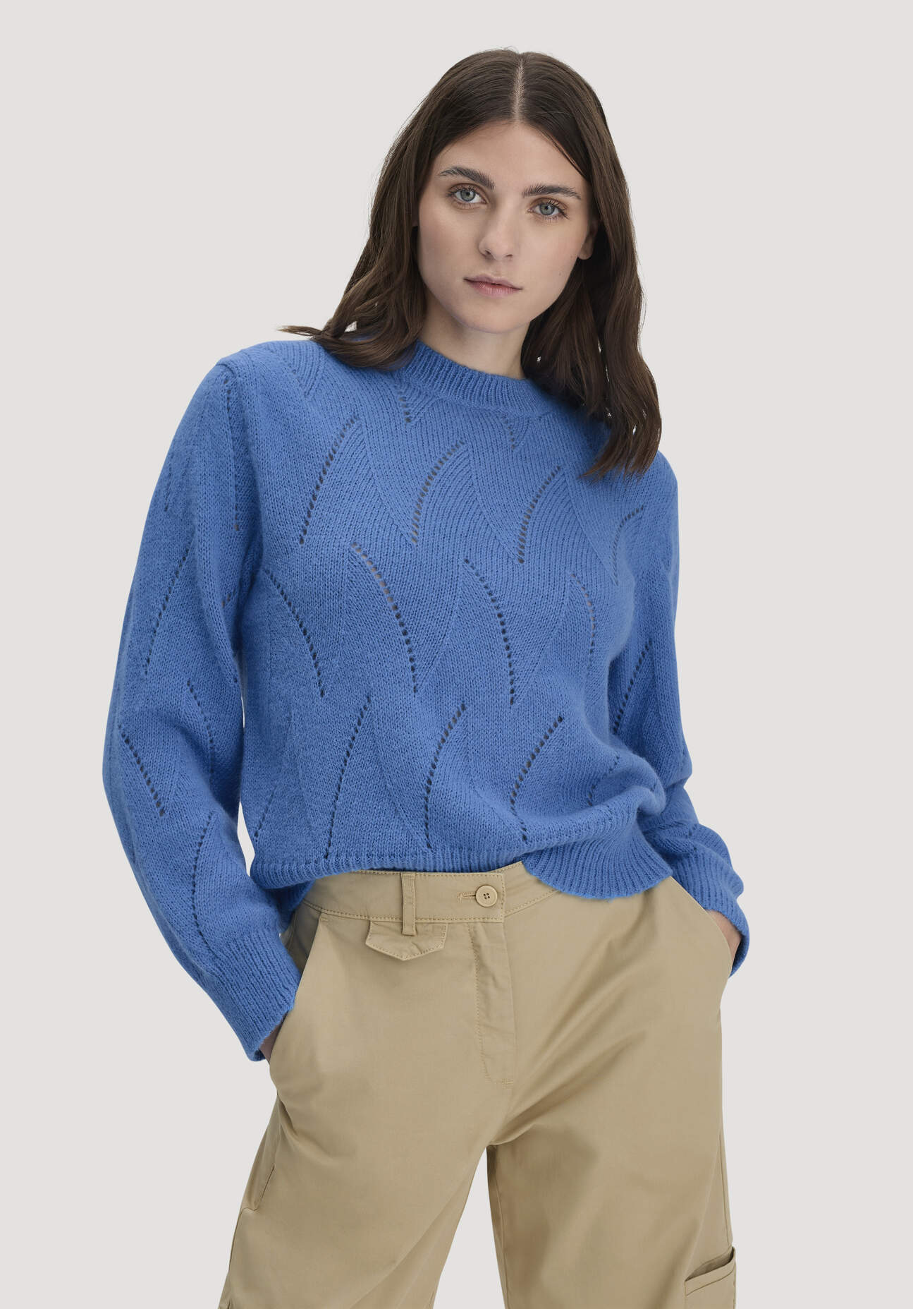 Thumbnail - hessnatur Damen Strick Pullover Relaxed aus Alpaka - blau - Größe L