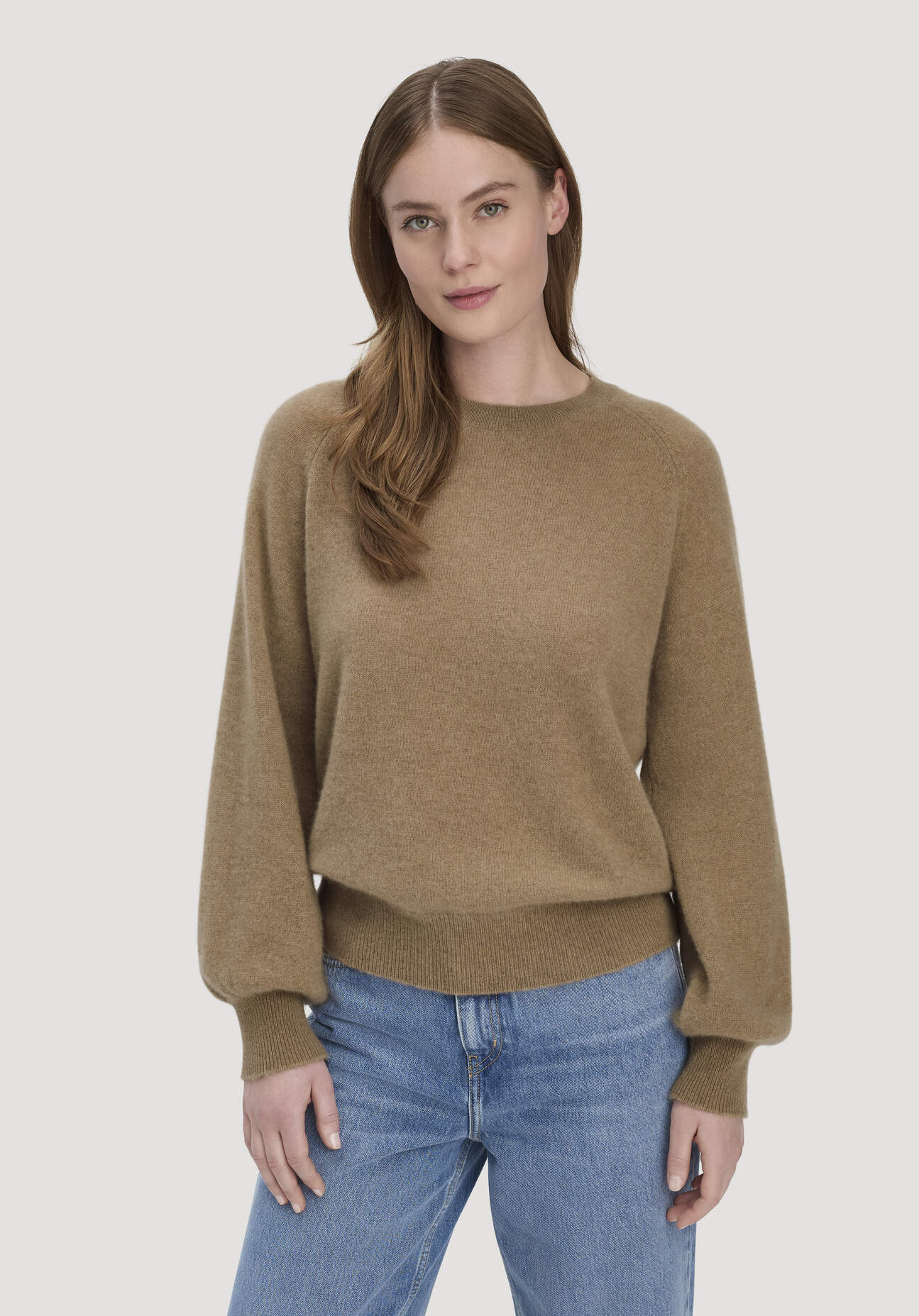 Thumbnail - hessnatur Damen Strick Pullover Relaxed BETTER RECYCLING aus Cashmere - braun - Größe XL