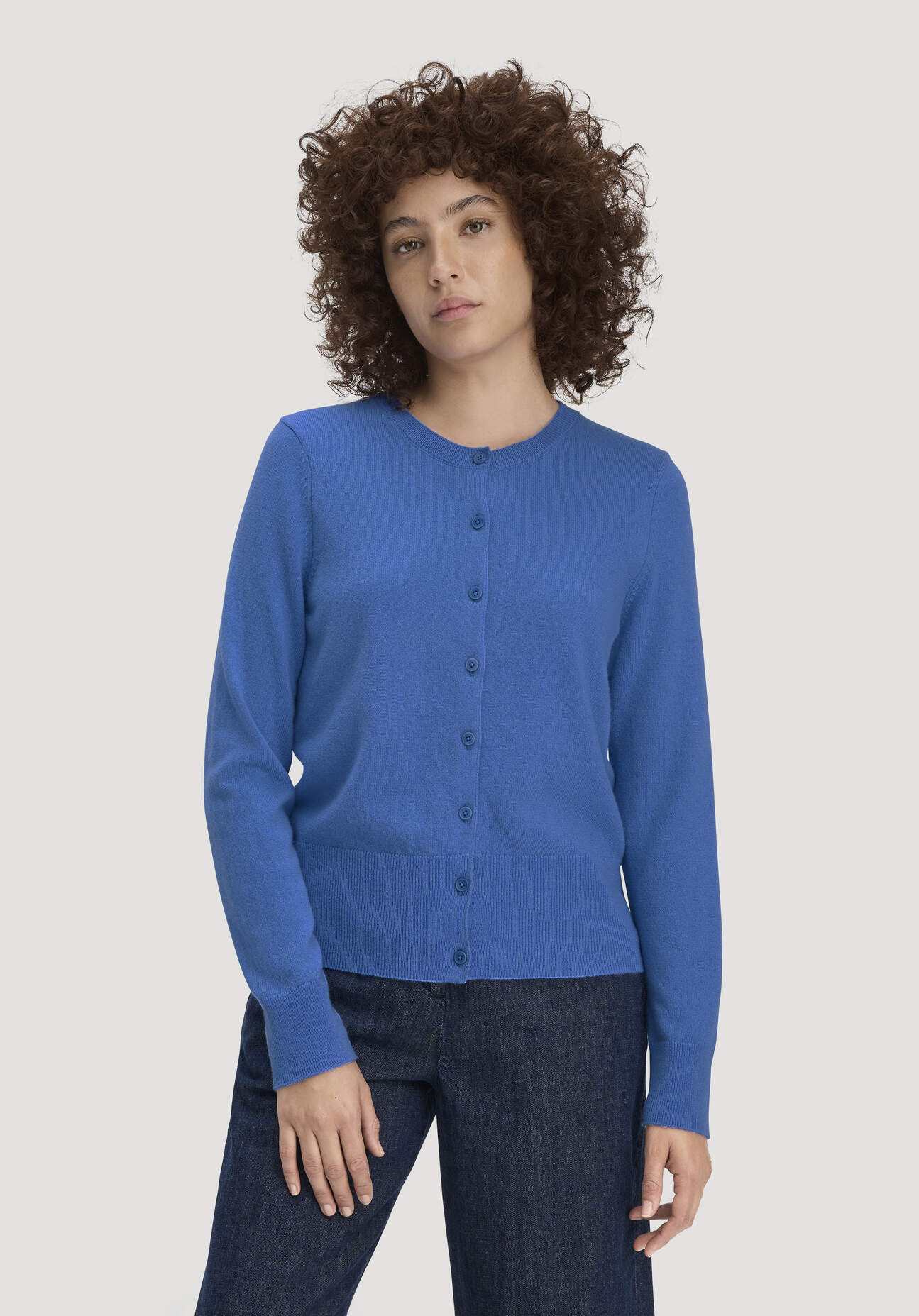 hessnatur Damen Strick Jacke Regular BETTER RECYCLING aus Cashmere - blau Größe XXL