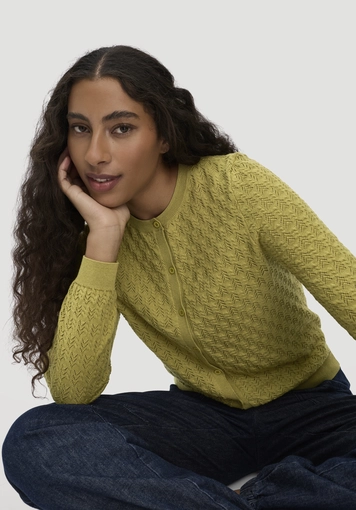 Regular knit jacket made from organic cotton with merino wool - 4
