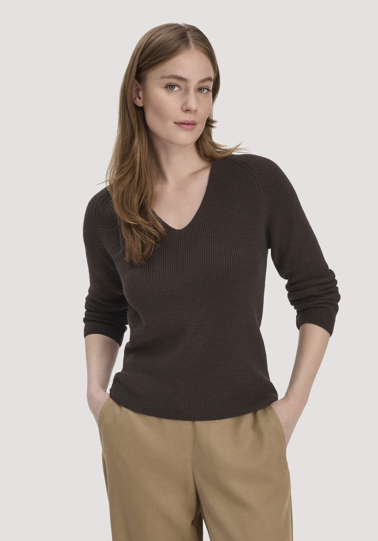hessnatur Damen Strick Pullover Regular aus Bio-Baumwolle - braun Größe XXL