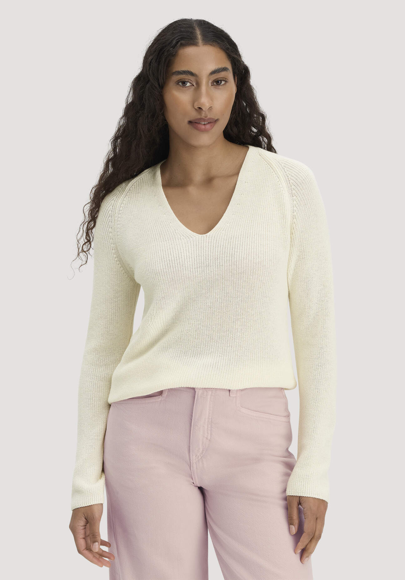 hessnatur Damen Strick Pullover Regular aus Bio-Baumwolle - beige GrösseL