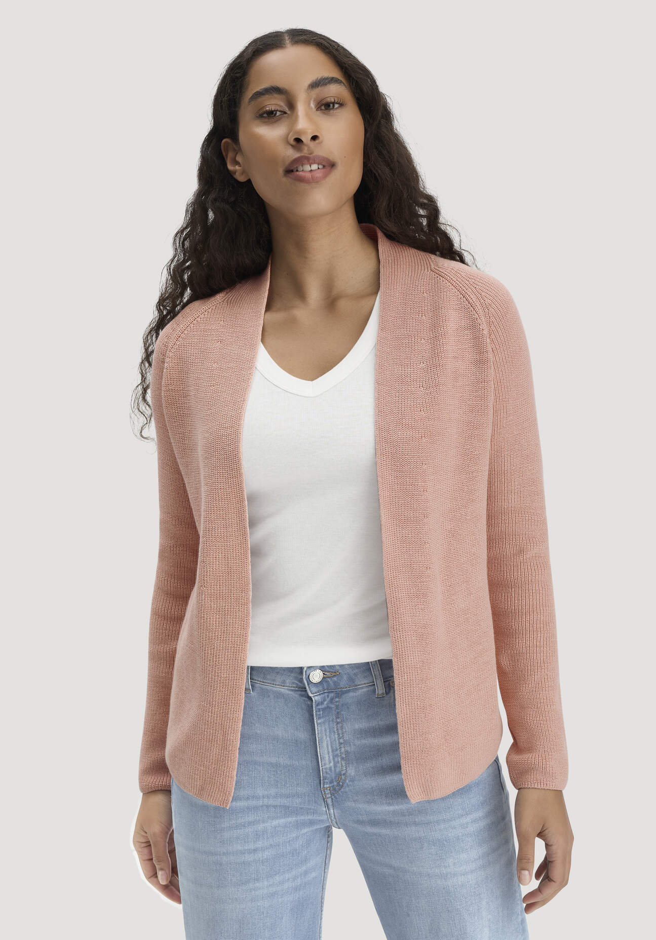 Thumbnail - hessnatur Damen Strick Jacke Regular aus Bio-Baumwolle - rosa - Größe S