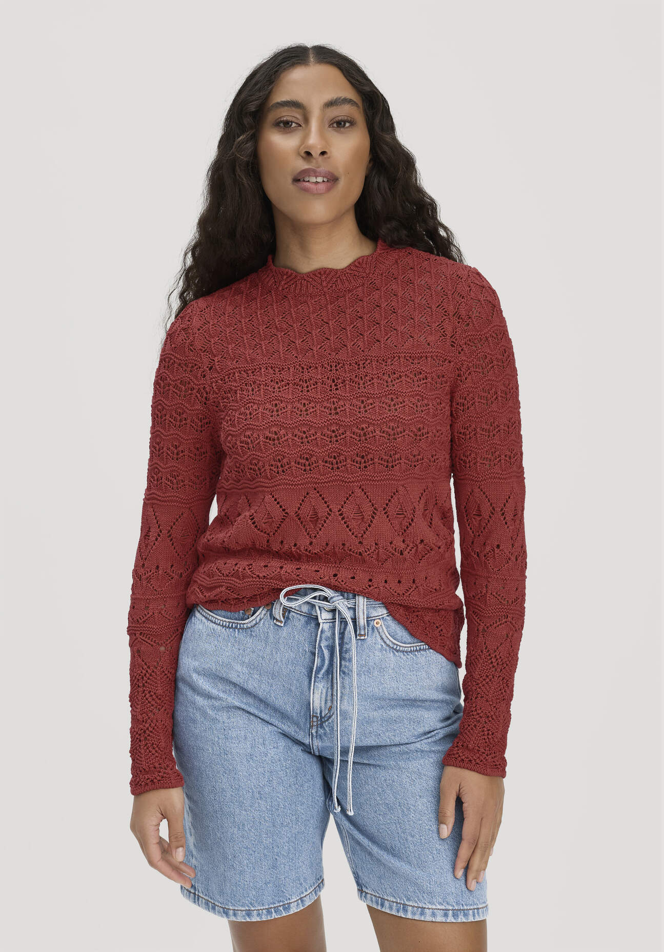 hessnatur Damen Strick Pullover Regular aus Bio-Baumwolle - braun GrösseL