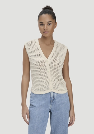 Regular knit vest made of pure cotton - 0