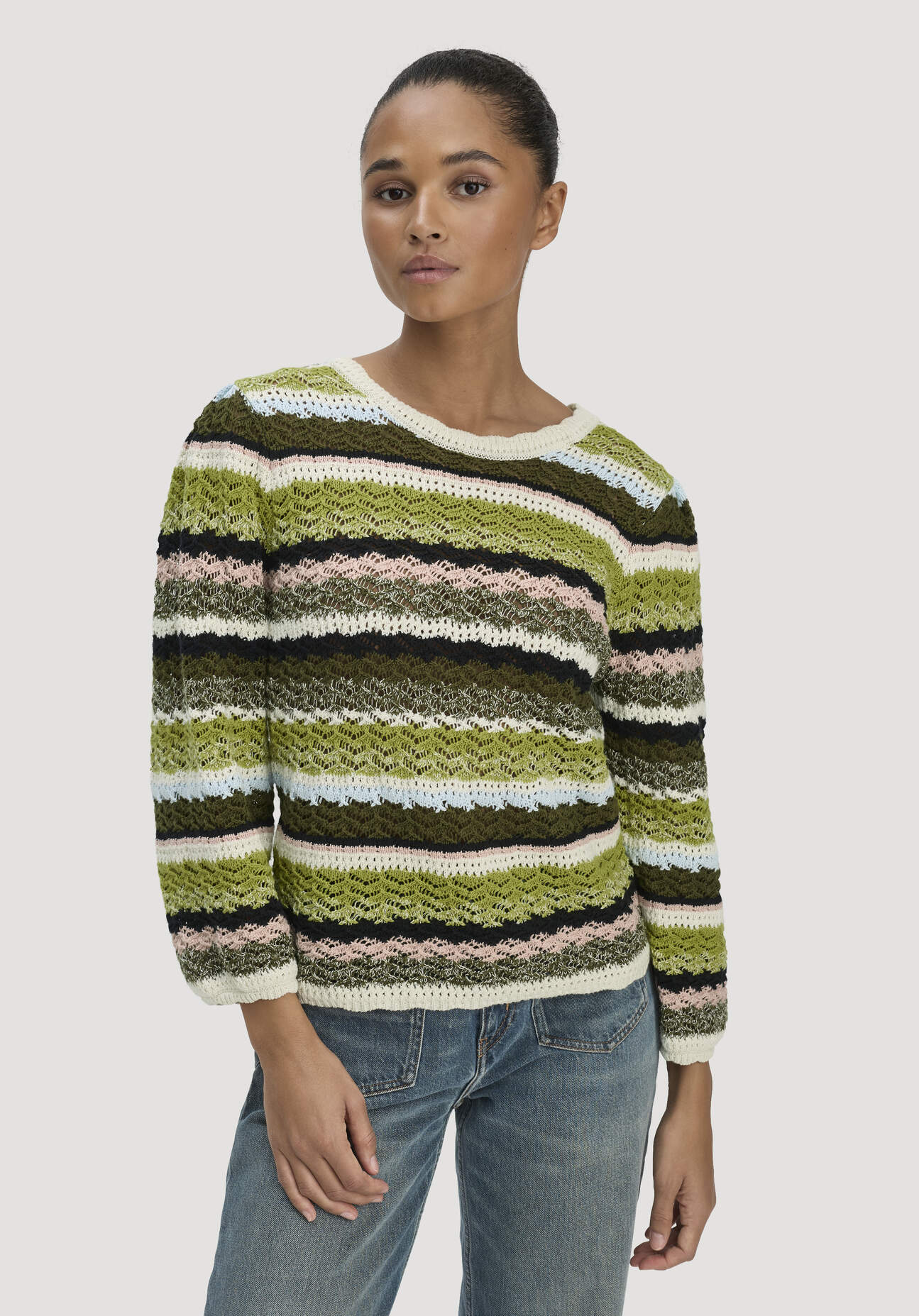 hessnatur Damen Strick Pullover Regular aus Baumwolle - grün Größe XS