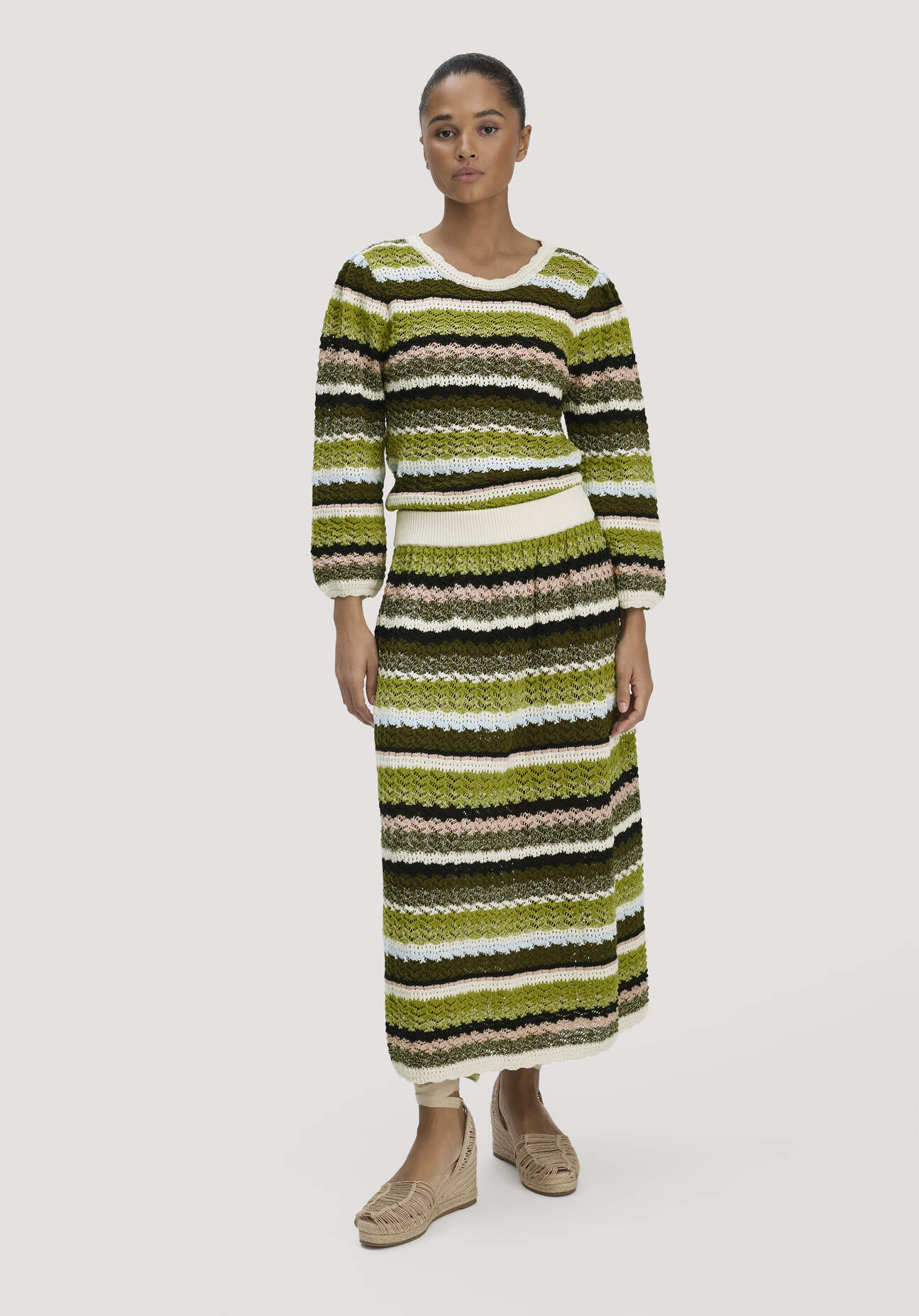 hessnatur Damen Strick Rock Regular aus Baumwolle - grün Größe XXL