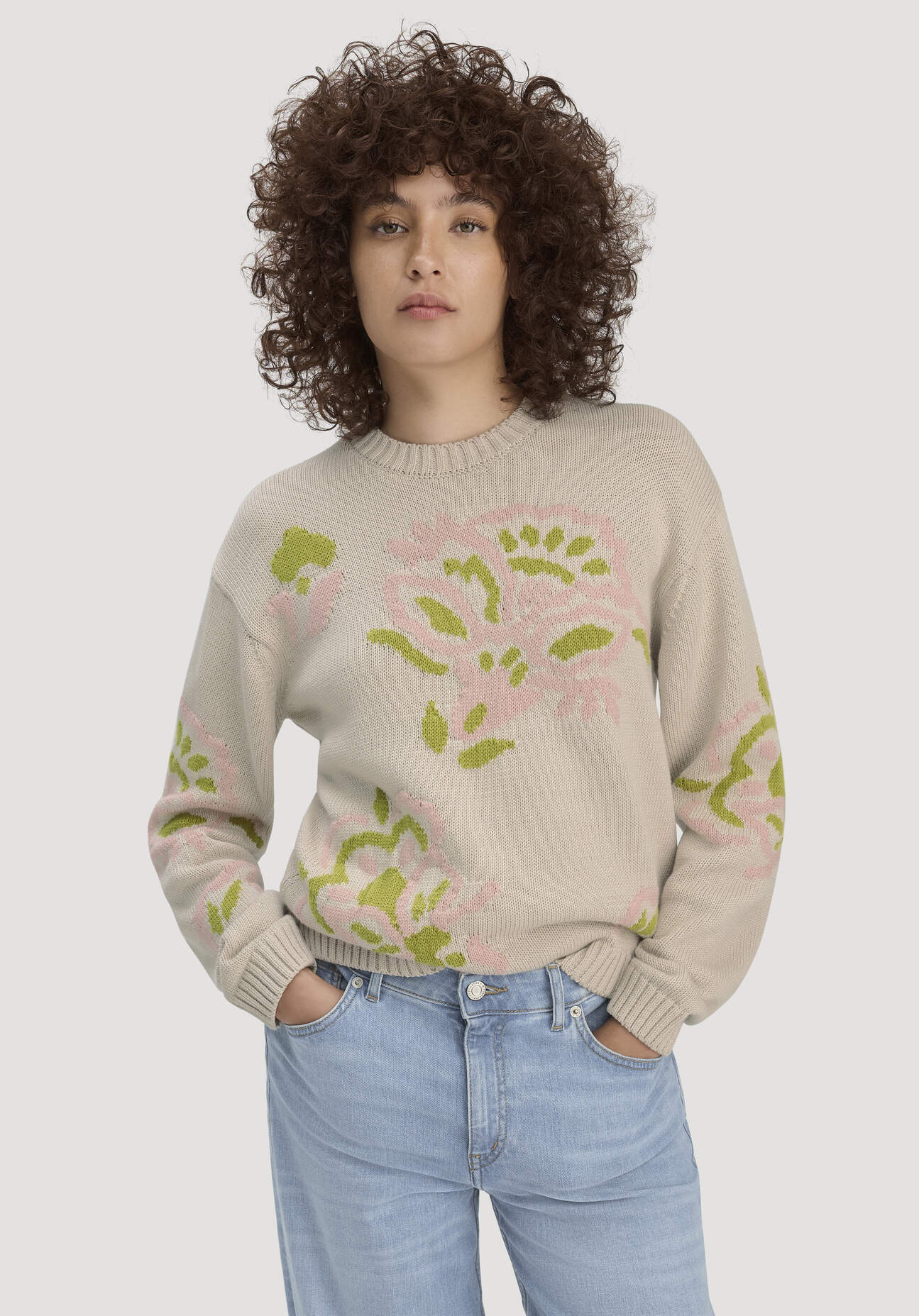 hessnatur Damen Strick Pullover Relaxed aus Baumwolle - beige Größe XXL
