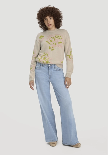 Relaxed knitted pullover made of pure cotton - 1