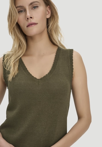 Regular knit top made of linen with organic cotton and LENZING™ ECOVERO - 3