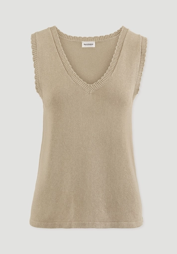 Regular knit top made of linen with organic cotton and LENZING™ ECOVERO