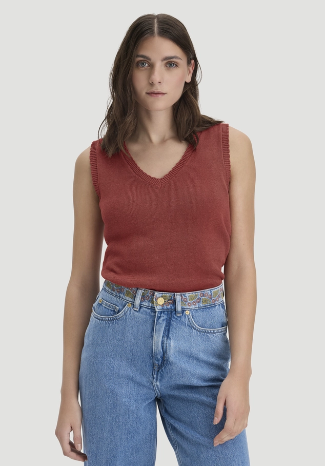 Regular knit top made of linen with organic cotton and LENZING™ ECOVERO
