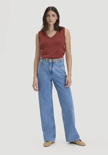 Regular knit top made of linen with organic cotton and LENZING™ ECOVERO - 1